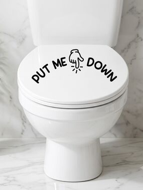 Humorous 'Put Me Down' Toilet Lid Sticker - White with Black Text